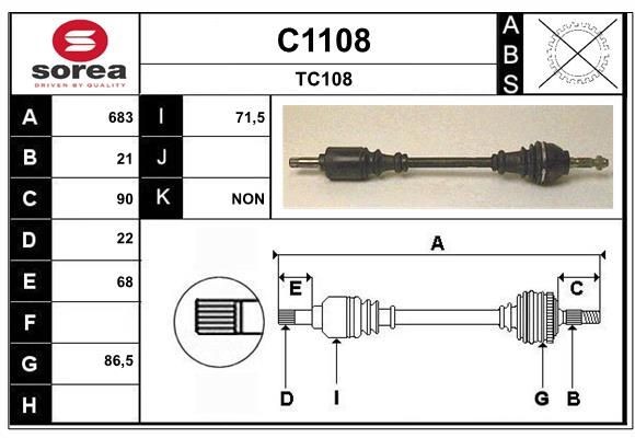 SNRA Drive shaft Article number: C1108 cheaply