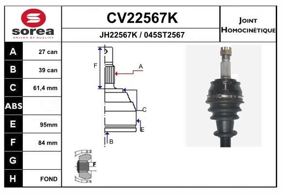 EAI Joint kit, drive shaft Article number: CV22567K cheaply