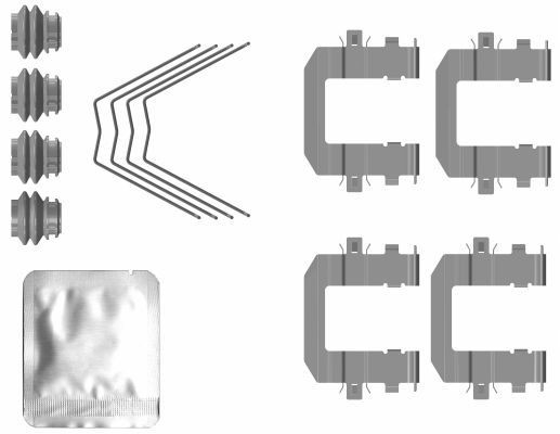 HELLA 8DZ 355 207-001 Σετ βοηθ. εξαρτημάτων, τακάκια φρένων KONA 1.6 T-GDi 199 PS Βενζίνη 2023