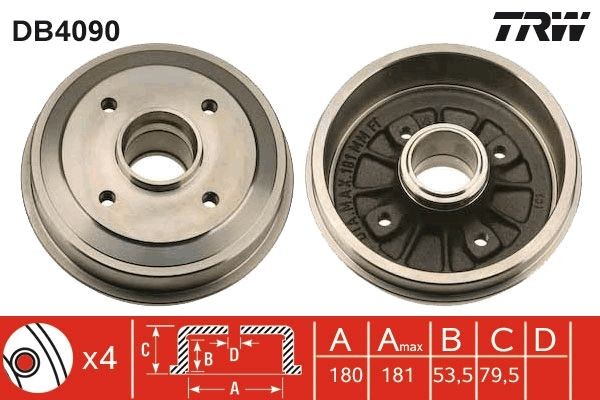 TRW Stabdžių būgnas prekės numeris: DB4090 nebrangu