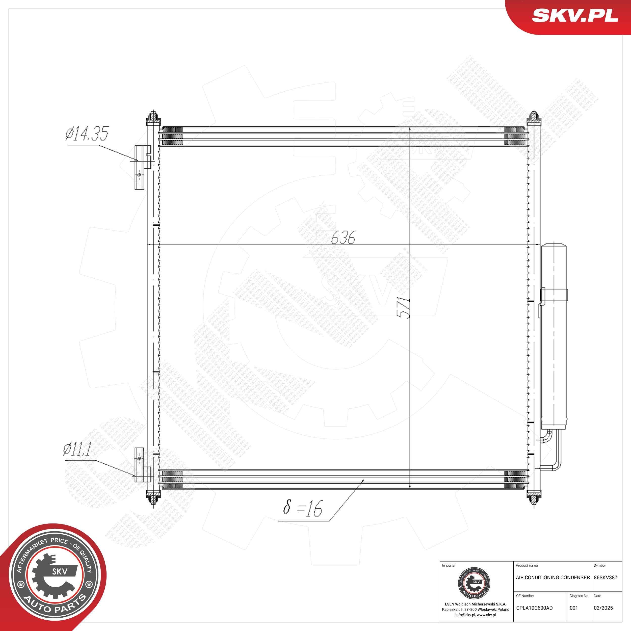 ESEN SKV Condensatore climatizzatore Numero articolo: 86SKV387 poco costoso