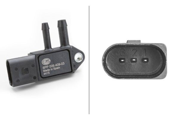 HELLA Sensor, udstødningstryk Varenummer: 6PP 009 409-031 billige