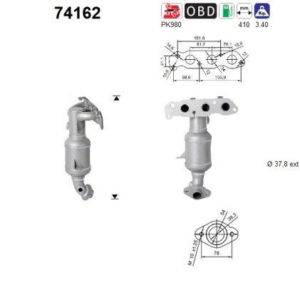 AS Catalytic converter Article number: 74162 cheaply