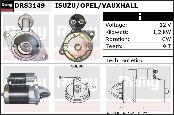 DELCO REMY Starter motor Article number: DRS3149 cheaply