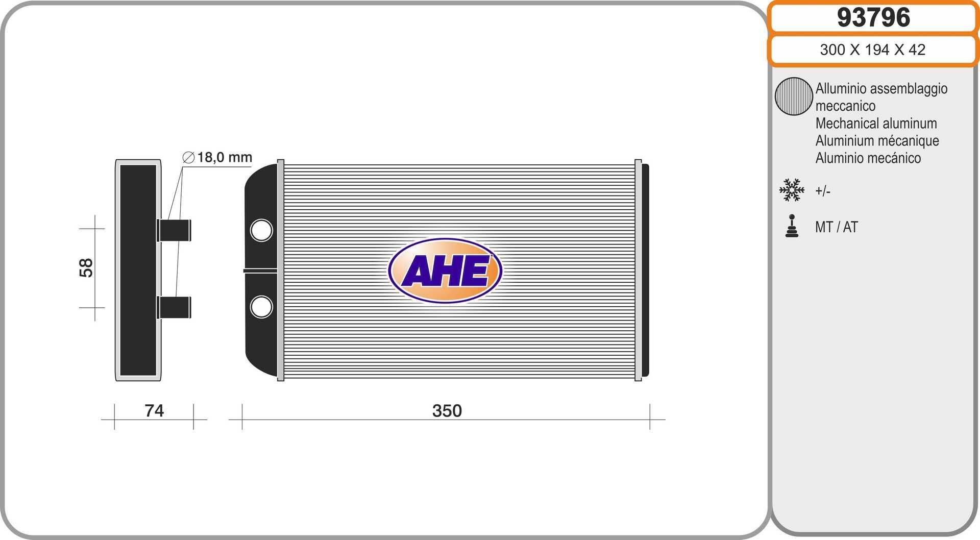 AHE Heater matrix Article number: 93796 cheaply