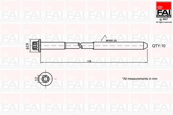 FAI AutoParts Bolt Kit, cylinder head Article number: B1321 cheaply