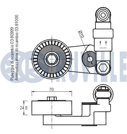 RUVILLE Tensioner Lever, v-ribbed belt Article number: 55737 cheaply