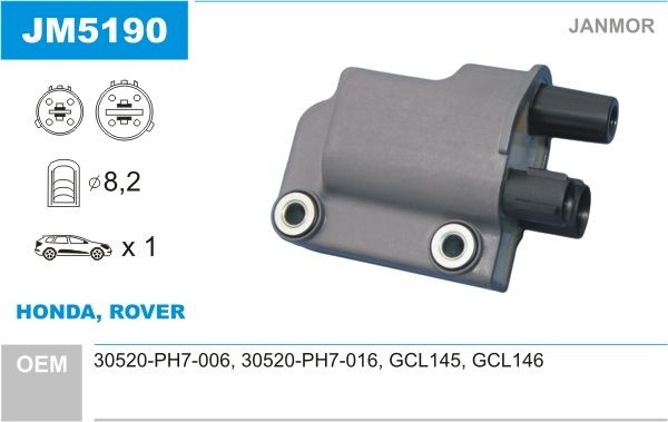 JANMOR Ignition coil Article number: JM5190 cheaply