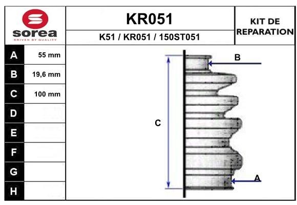 EAI Bellow Set, drive shaft Article number: KR051 cheaply