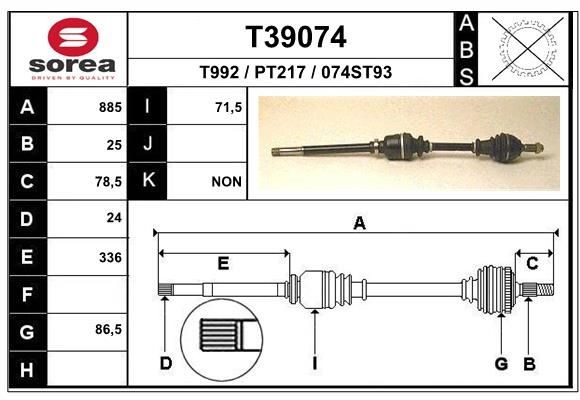 EAI Drive shaft Article number: T39074 cheaply
