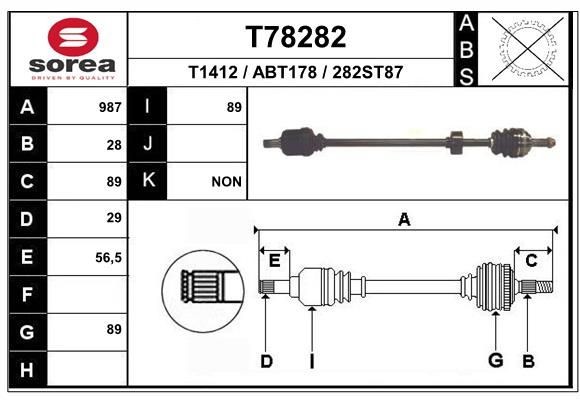 EAI Drive shaft Article number: T78282 cheaply