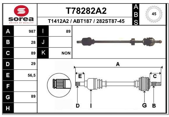EAI Drive shaft Article number: T78282A2 cheaply