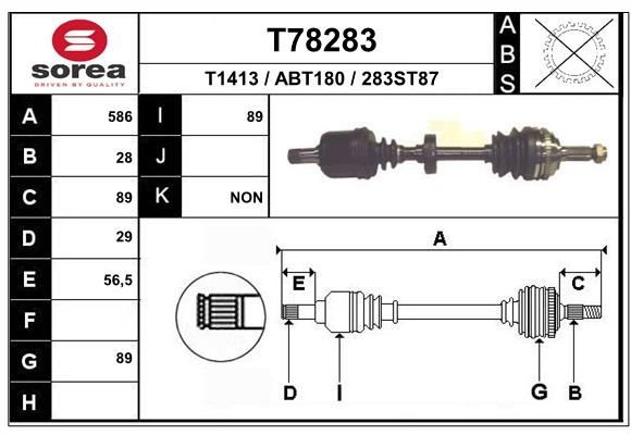 EAI Drive shaft Article number: T78283 cheaply