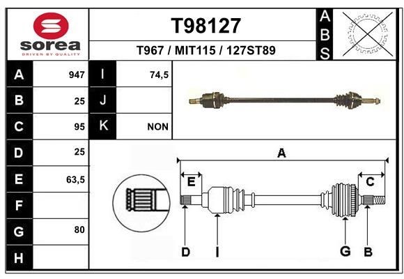EAI Drive shaft Article number: T98127 cheaply