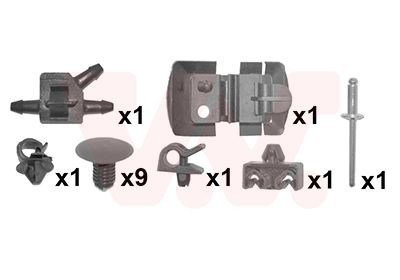 VAN WEZEL 4339797 Mounting Kit, bonnet CLIO 1.4 (B/CB0C, B/CB0S) 75 PS Petrol 2016