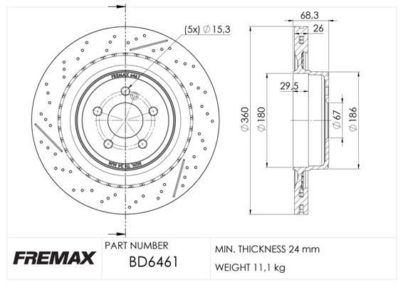 FREMAX Brake disc Article number: BD-6461 cheaply