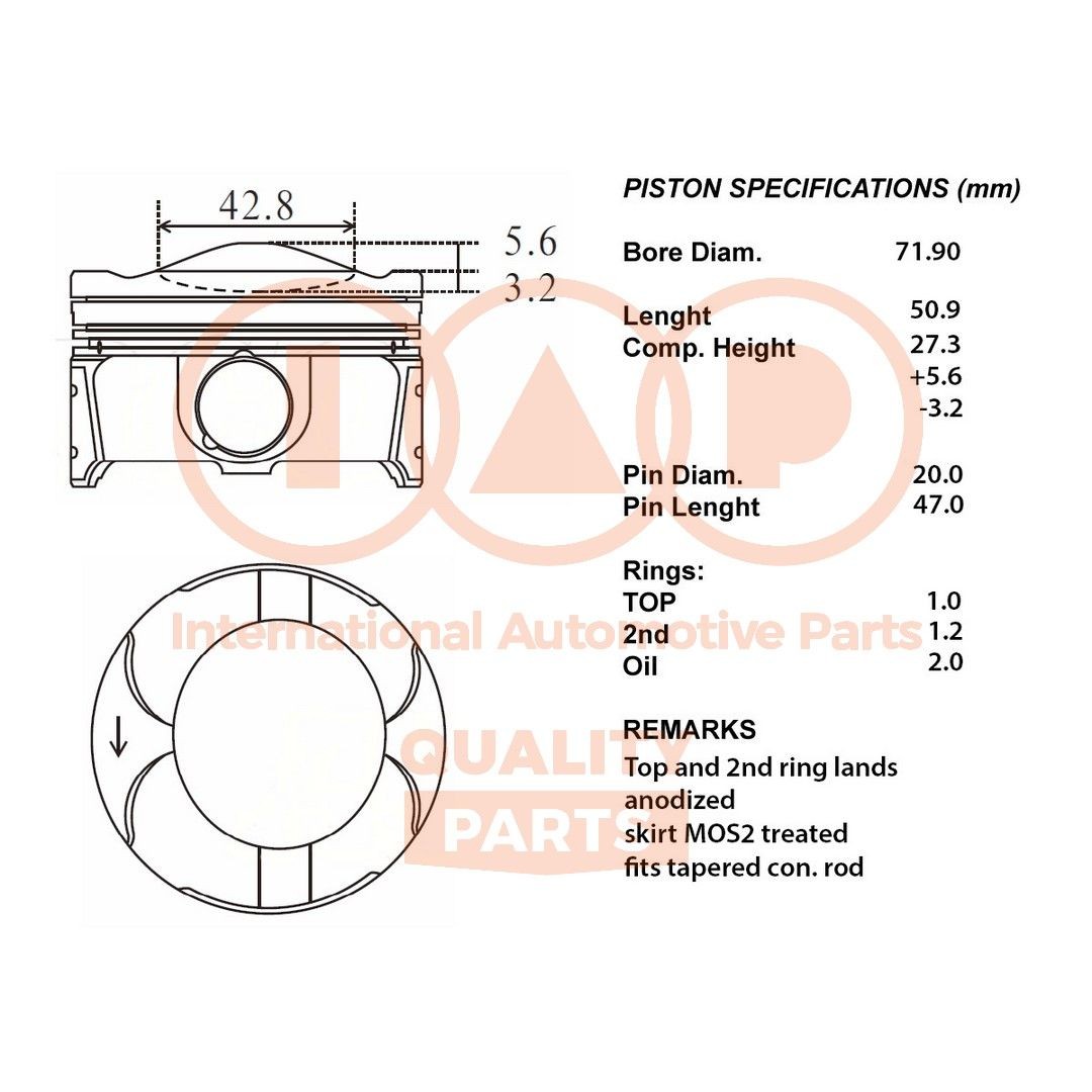 IAP QUALITY PARTS Piston Article number: 100-03100 cheaply