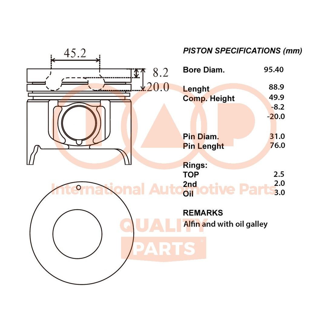 IAP QUALITY PARTS Piston Article number: 100-09020 cheaply