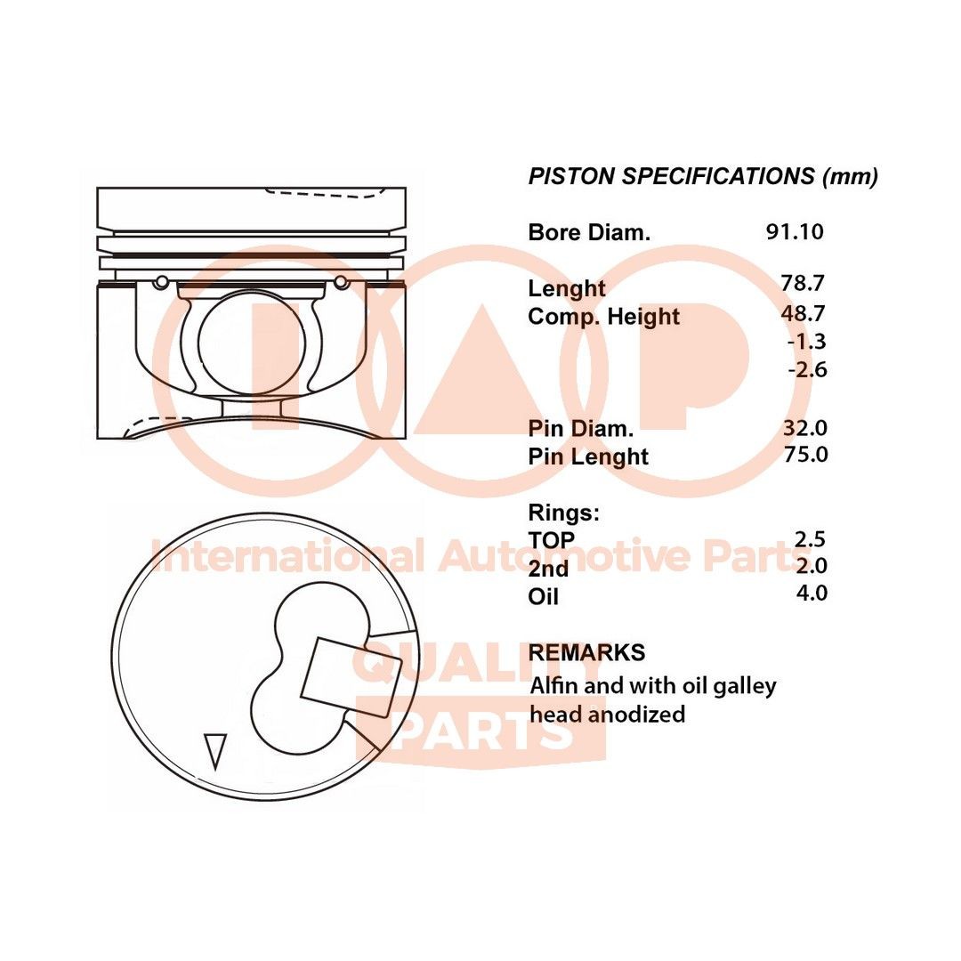 IAP QUALITY PARTS Piston Article number: 100-09021 cheaply
