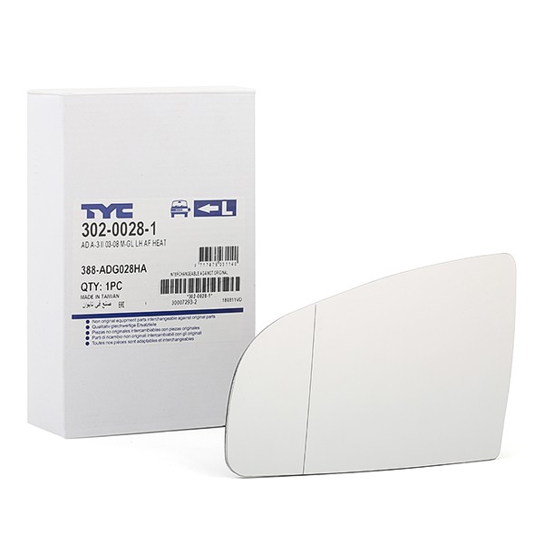 TYC Mirror Glass, outside mirror Article number: 302-0028-1 cheaply