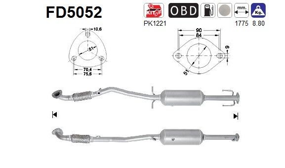 AS Diesel particulate filter Article number: FD5052 cheaply