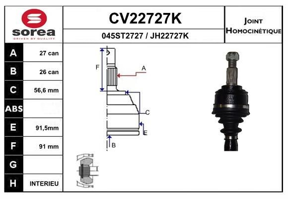 EAI Joint kit, drive shaft Article number: CV22727K cheaply