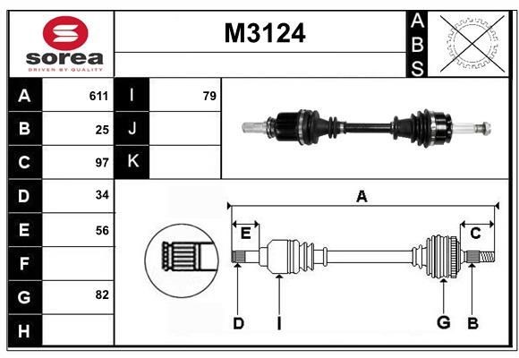 SNRA Drive shaft Article number: M3124 cheaply