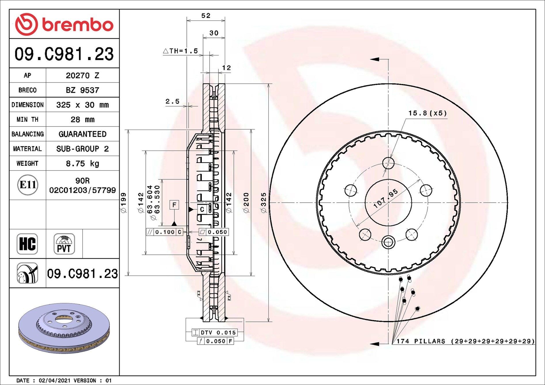 BREMBO Brake disc Article number: 09.C981.23 cheaply