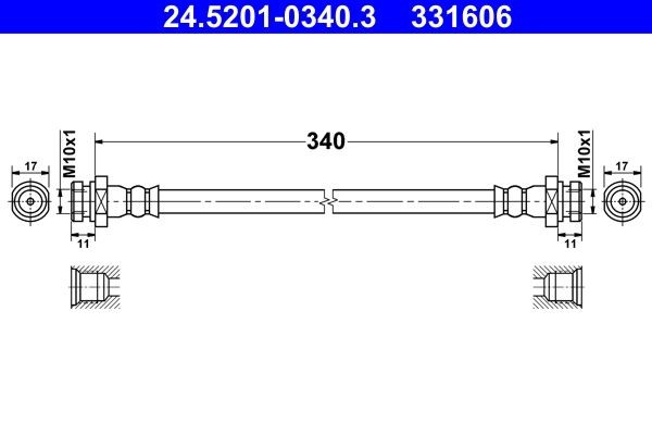ATE Brake hose Article number: 24.5201-0340.3 cheaply
