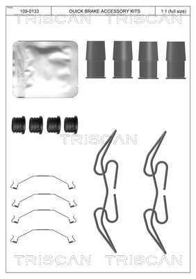 TRISCAN 8105 291632 Lisakomplekt, ketaspiduriklotsid OCTAVIA 2.0 TDI RS 200 HP Diisel