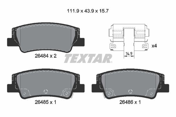 TEXTAR Brake pad set Article number: 2648401 cheaply