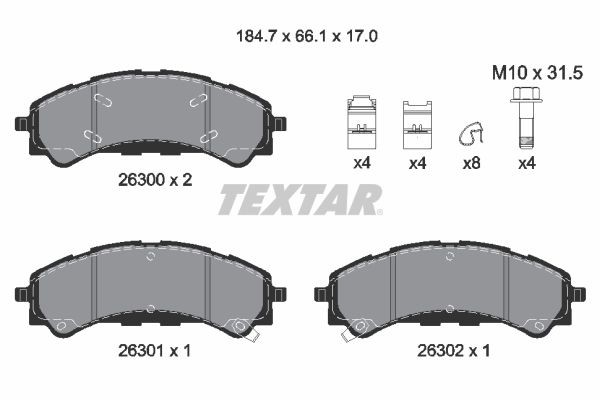 TEXTAR Brake pad set Article number: 2630001 cheaply