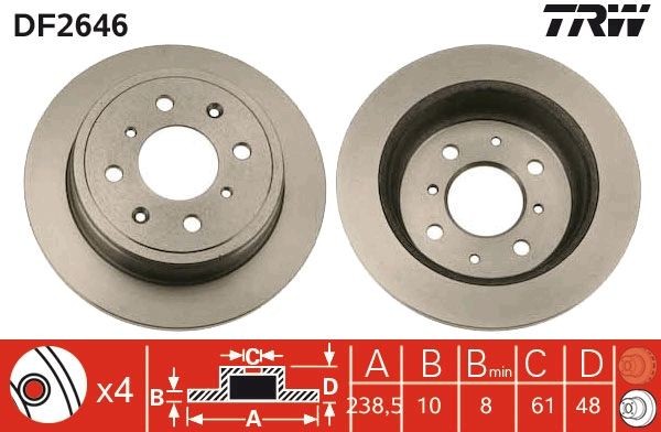 TRW Brake disc Article number: DF2646 cheaply
