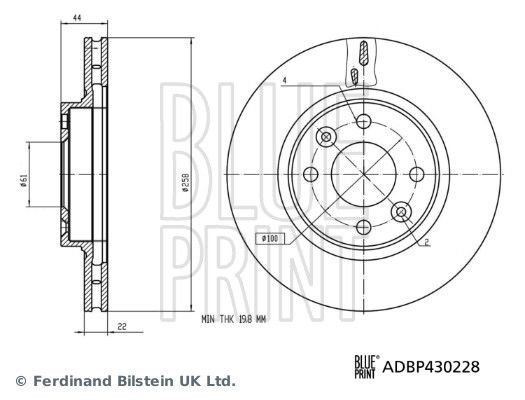 BLUE PRINT Bremseskive Varenummer: ADBP430228 billige