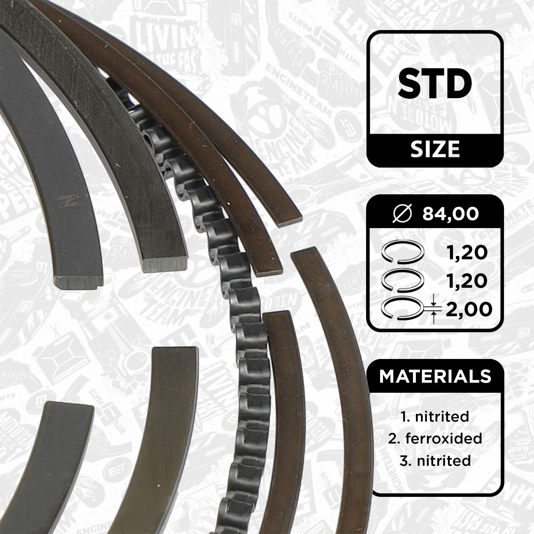 ET ENGINETEAM Piston Ring Kit Article number: R1015300 cheaply