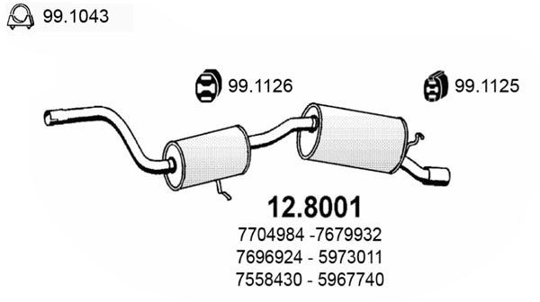 ASSO Middle- / End Silencer Article number: 12.8001 cheaply