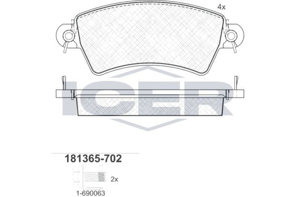 ICER Brake pad set Article number: 181365-702 cheaply