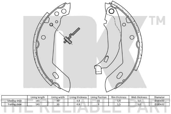 NK Brake Shoe Set Article number: 2737427 cheaply