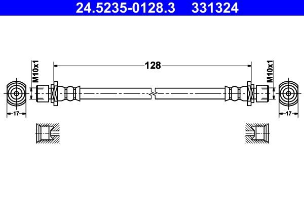 ATE Brake hose Article number: 24.5235-0128.3 cheaply