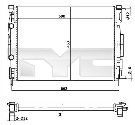 TYC Engine radiator Article number: 728-0054 cheaply