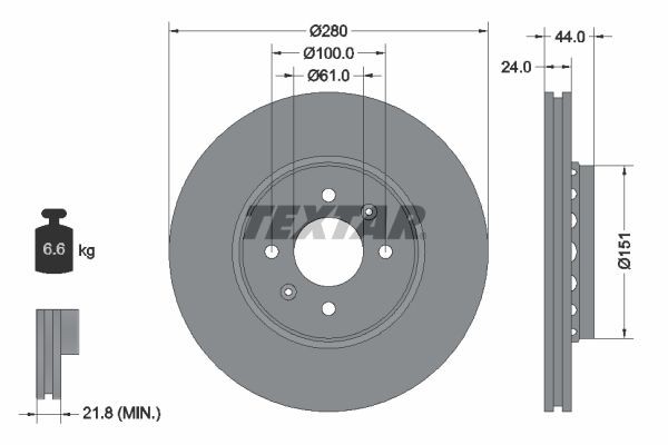 TEXTAR Brake disc Article number: 92254603 cheaply