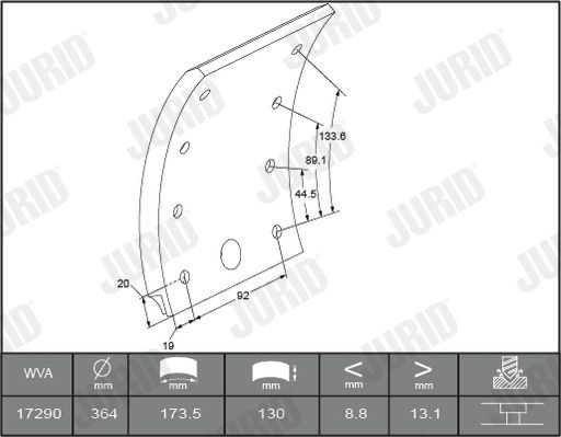 JURID Brake Lining Kit, drum brake Article number: 1729025380 cheaply