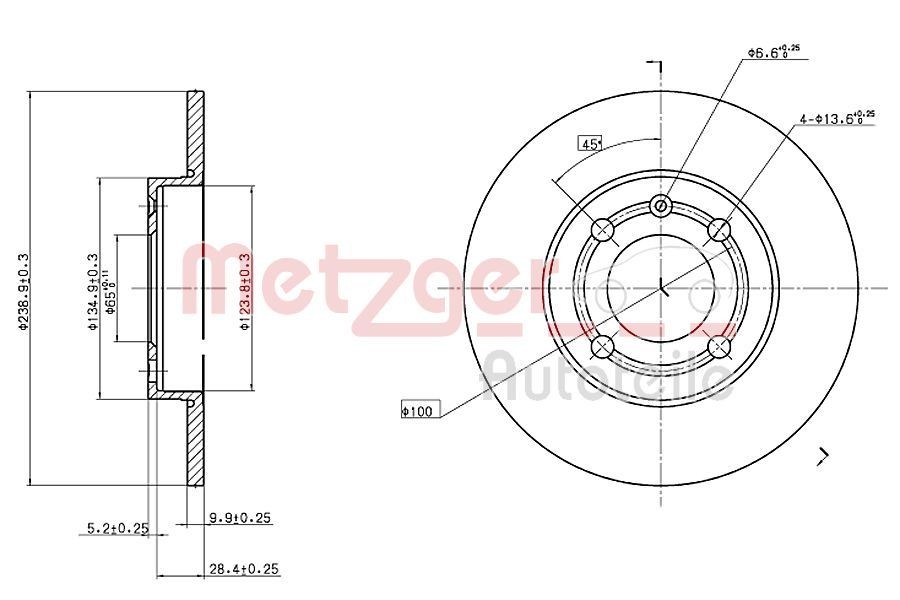METZGER Brake disc Article number: 6110137 cheaply