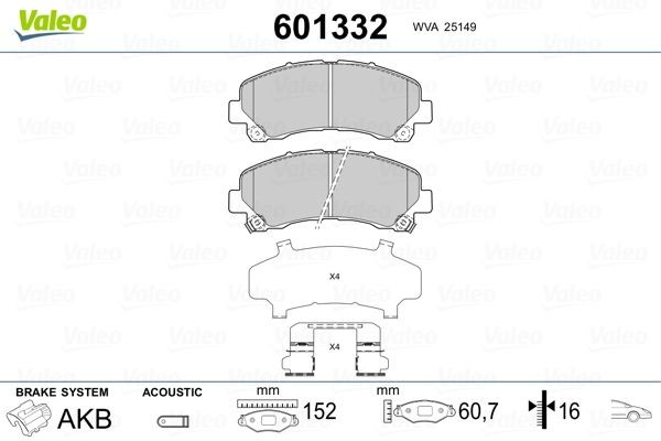 VALEO Brake pad set Article number: 601332 cheaply