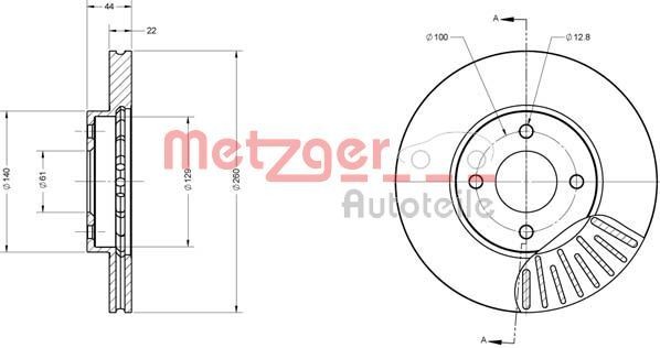 METZGER Brake disc Article number: 6110680 cheaply