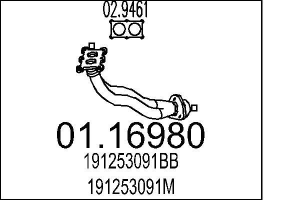 MTS Exhaust Pipe Article number: 01.16980 cheaply