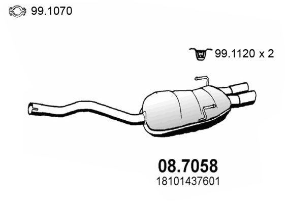 ASSO Rear silencer Article number: 08.7058 cheaply