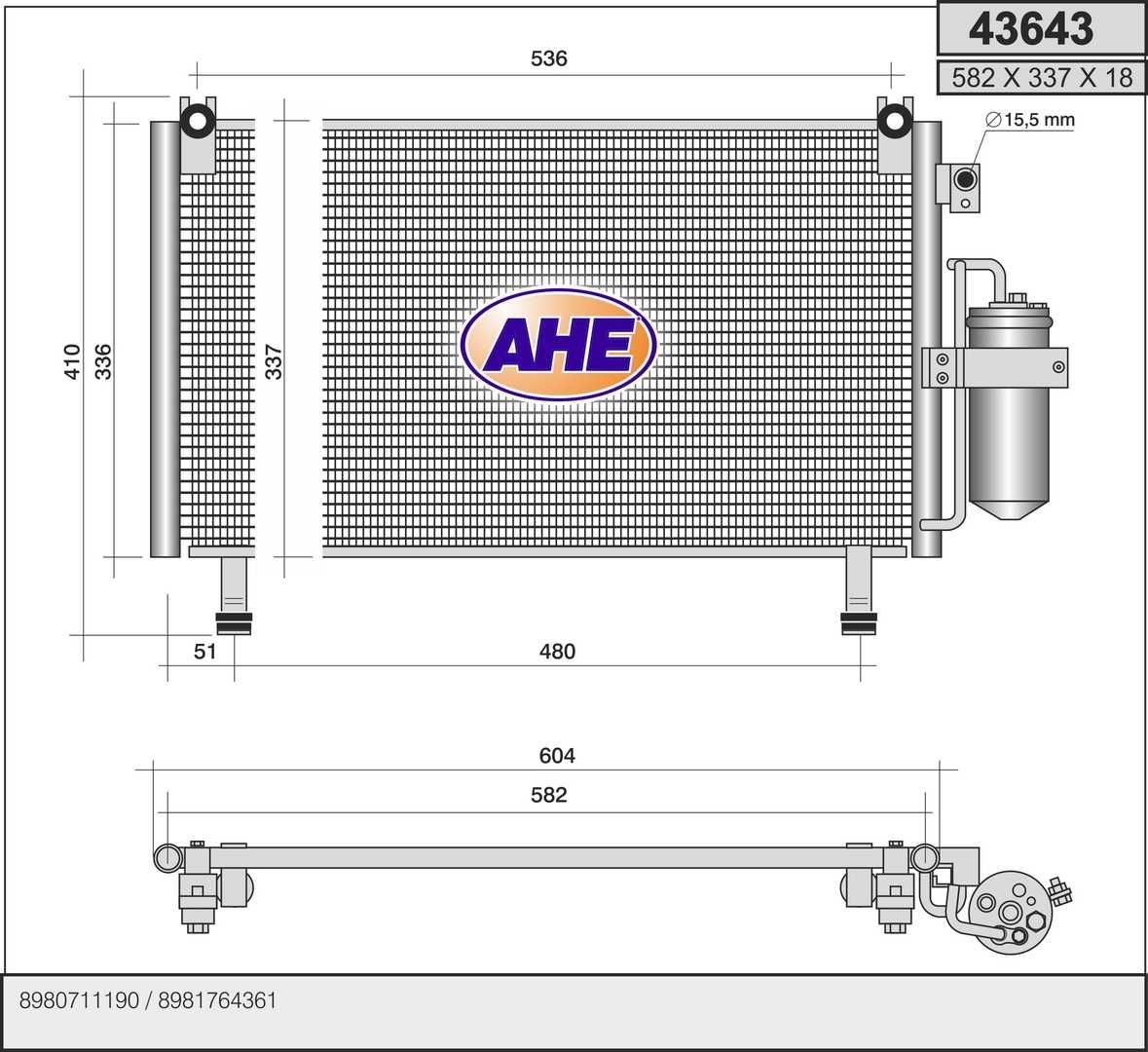 AHE Air conditioning condenser Article number: 43643 cheaply