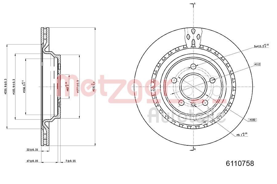 METZGER Brake disc Article number: 6110758 cheaply