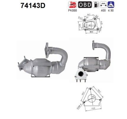 AS Catalytic converter Article number: 74143D cheaply
